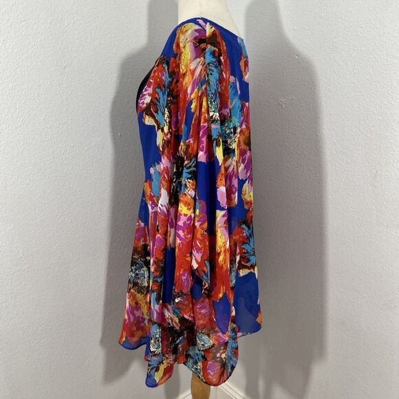 Sara‎ Michelle Blouse Womens 3X Floral Flutter Sleeves Whimsical Romantic Fairy - Picture 2 of 16